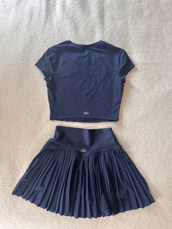 ALO Yoga Dresses & Skirts - ALO Yoga Navy Pleated Skirt and Cropped Shirt Set